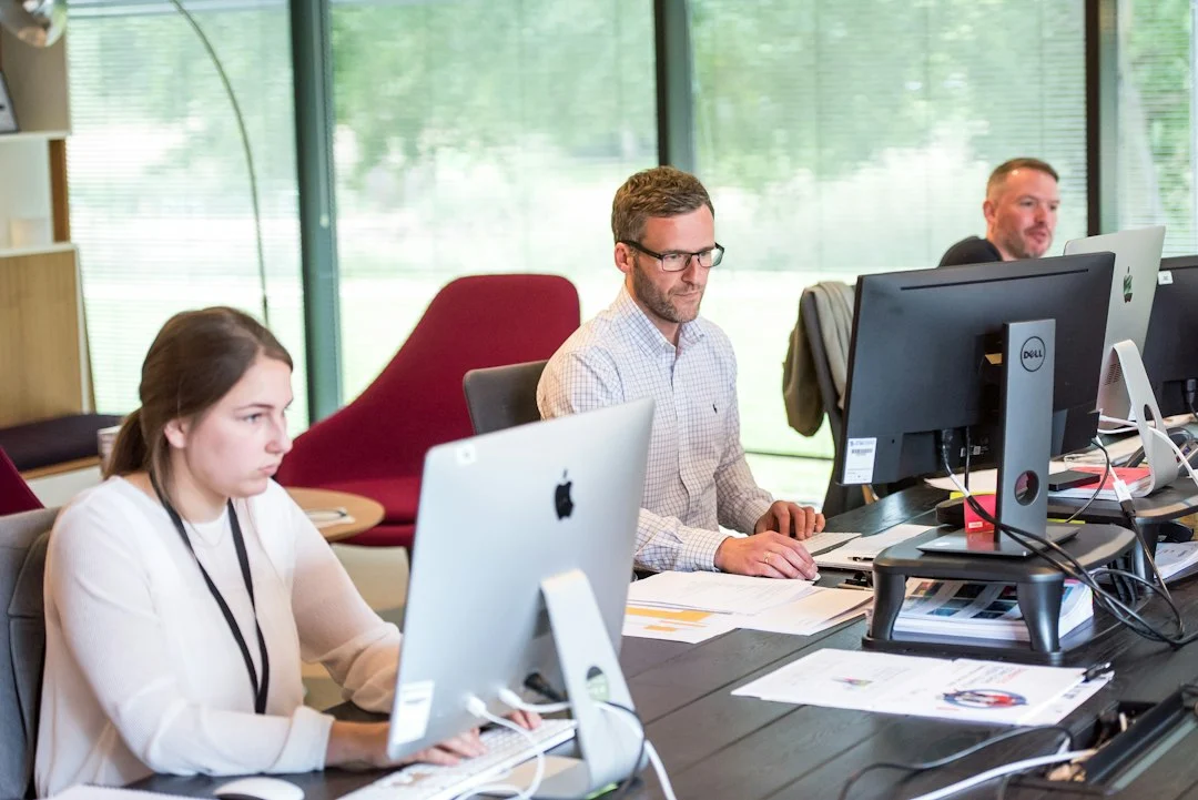 Employees at work in a bright office, the staff a compliance hotline is there for